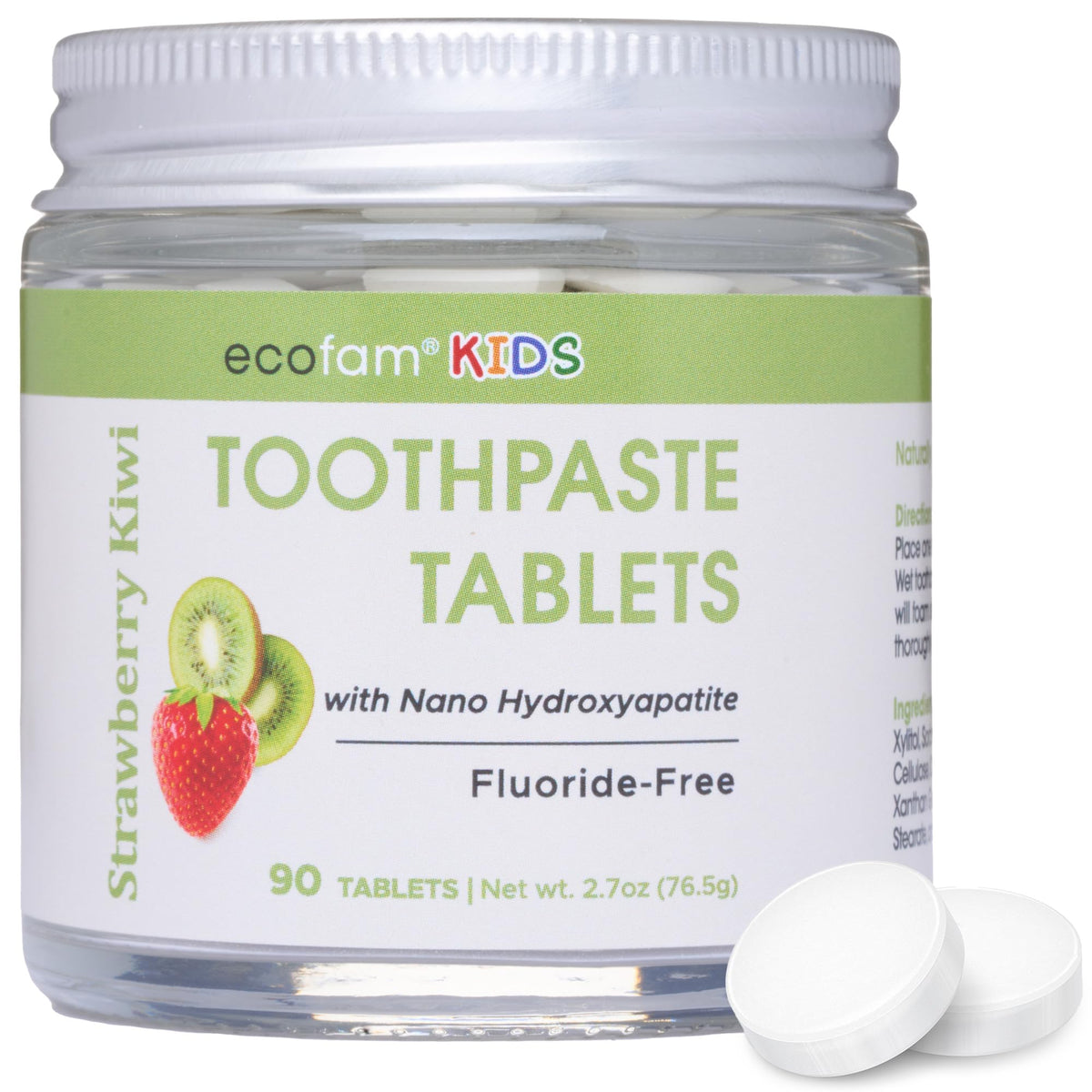 Toothpaste Tablets β Strawberry Kiwi | Nano Hydroxyapatite Chewable, Fluoride Free | 90 Tabs