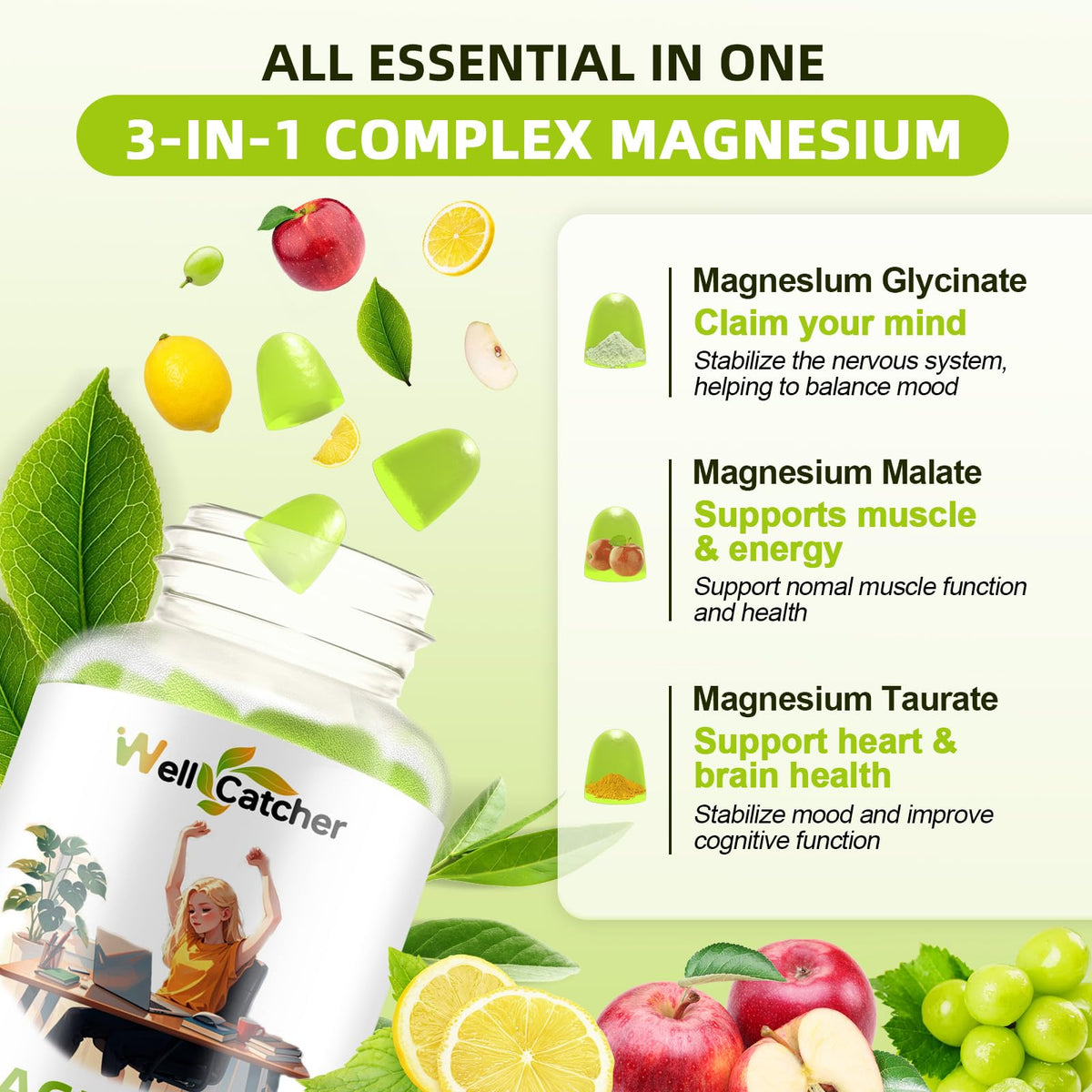 Triple Magnesium Complex Gummies β Sleep, Mood & Bone Health (Sugar-Free, Vegan)