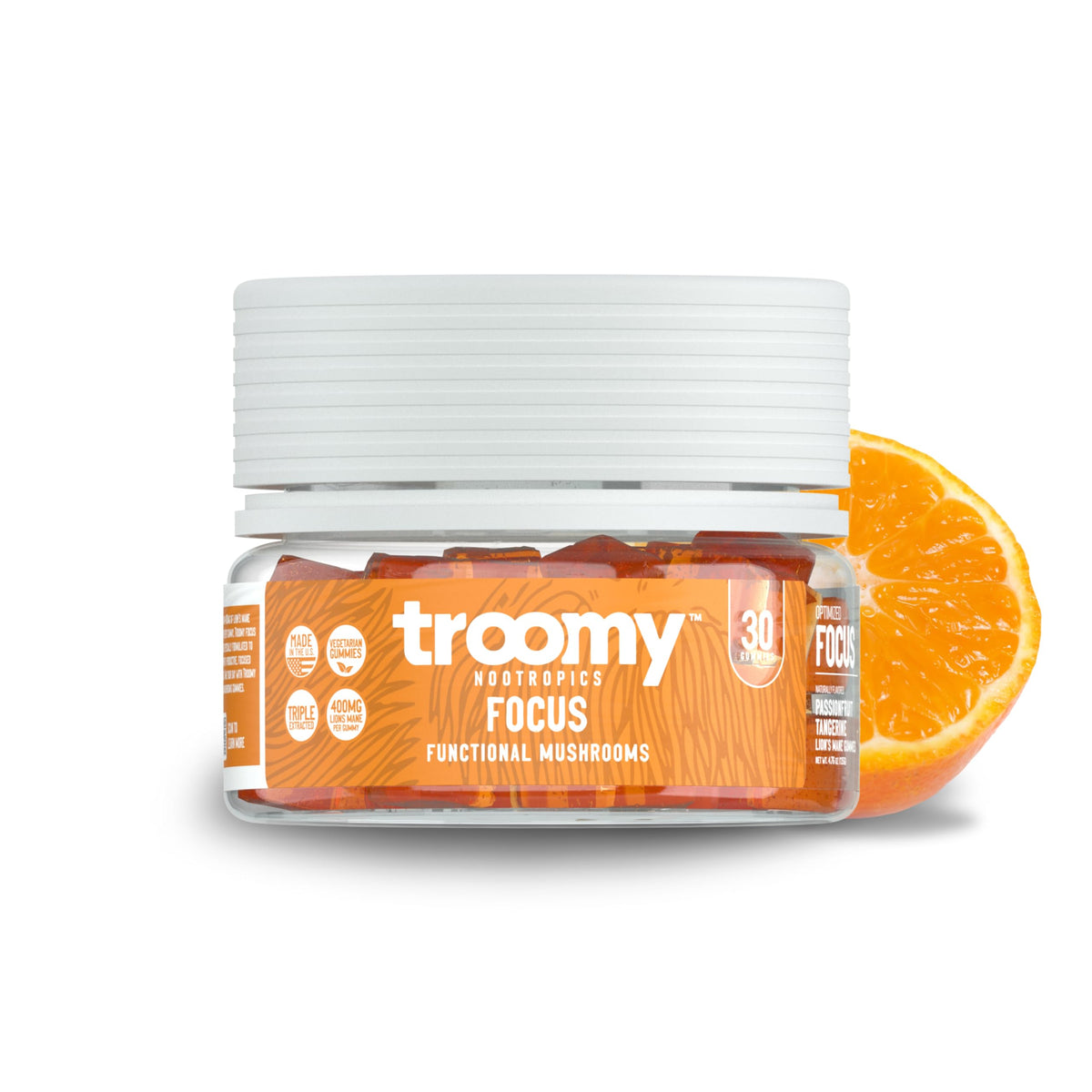 Troomy Lion's Mane Focus Gummies β 30 Count (Tangerine & Passionfruit)