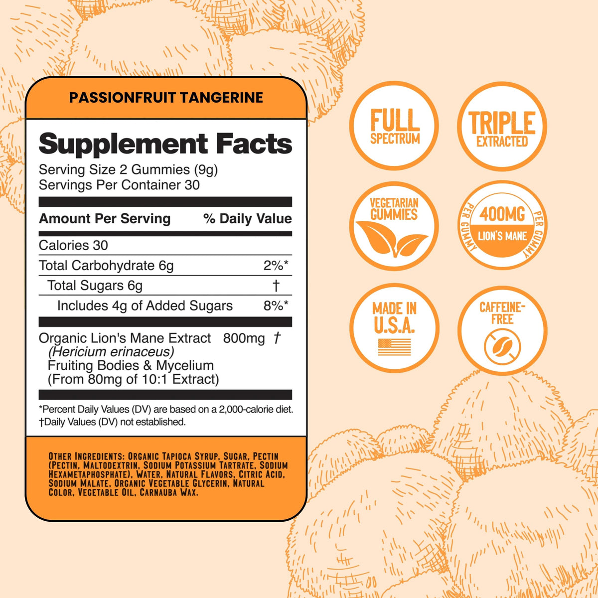 Troomy Lion's Mane Focus Gummies β 30 Count (Tangerine & Passionfruit)