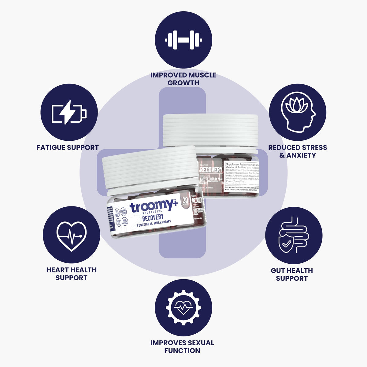 Troomy Recovery Gummies – Ashwagandha & Reishi for Peak Performance