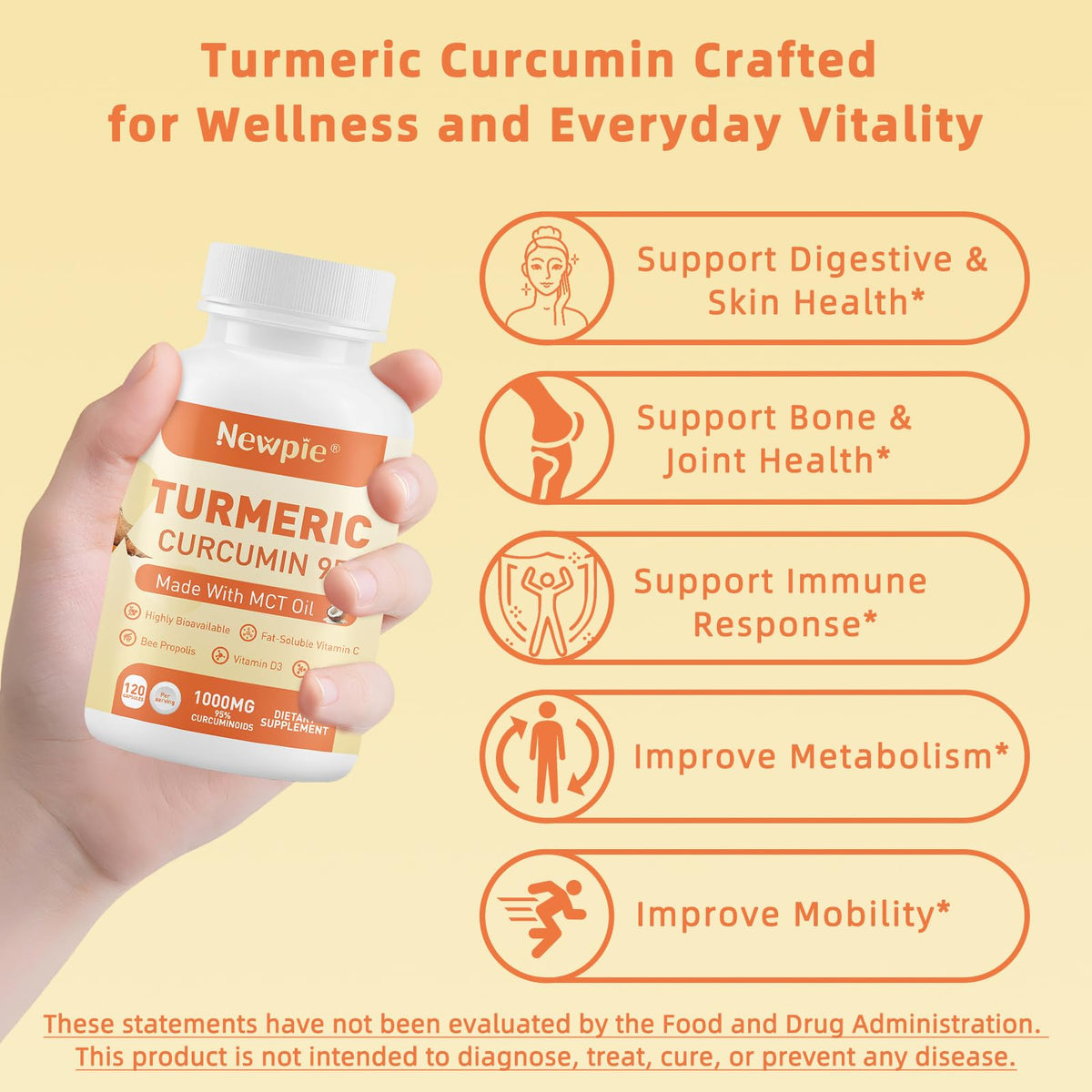 Turmeric Curcumin with MCT Oil β 120 Capsules, 95% Curcuminoids, Non-GMO, Gluten Free