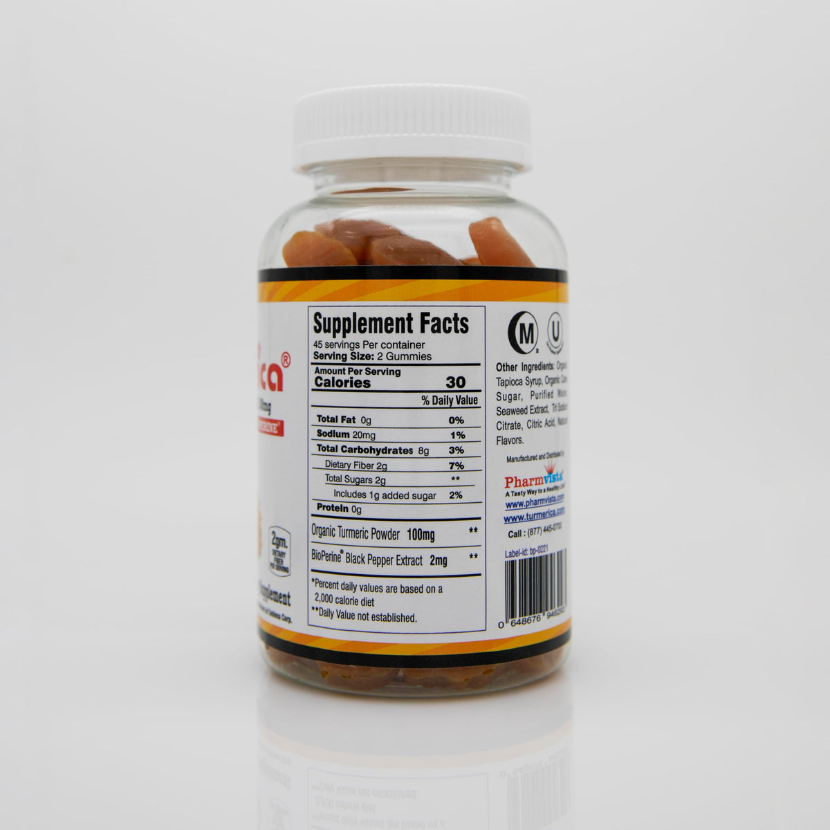 Turmerica Turmeric Curcumin Gummies 100mg with BioPerine β 90 Count | Made in USA
