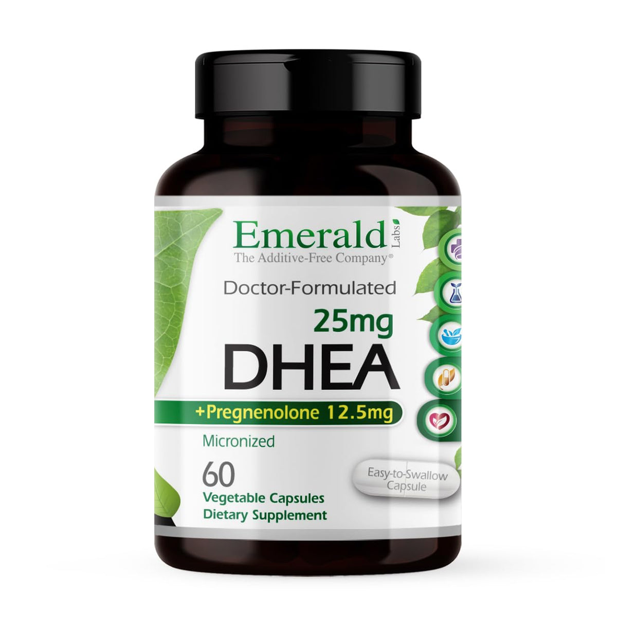 Ultra Botanicals Emerald Labs DHEA 25mg β Adrenal Support, Gluten-Free, 60 Veg Capsules