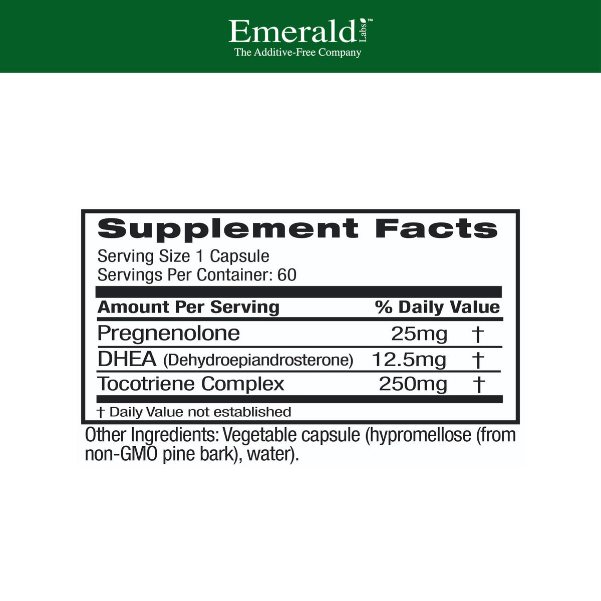 Ultra Botanicals Emerald Labs DHEA 25mg β Adrenal Support, Gluten-Free, 60 Veg Capsules