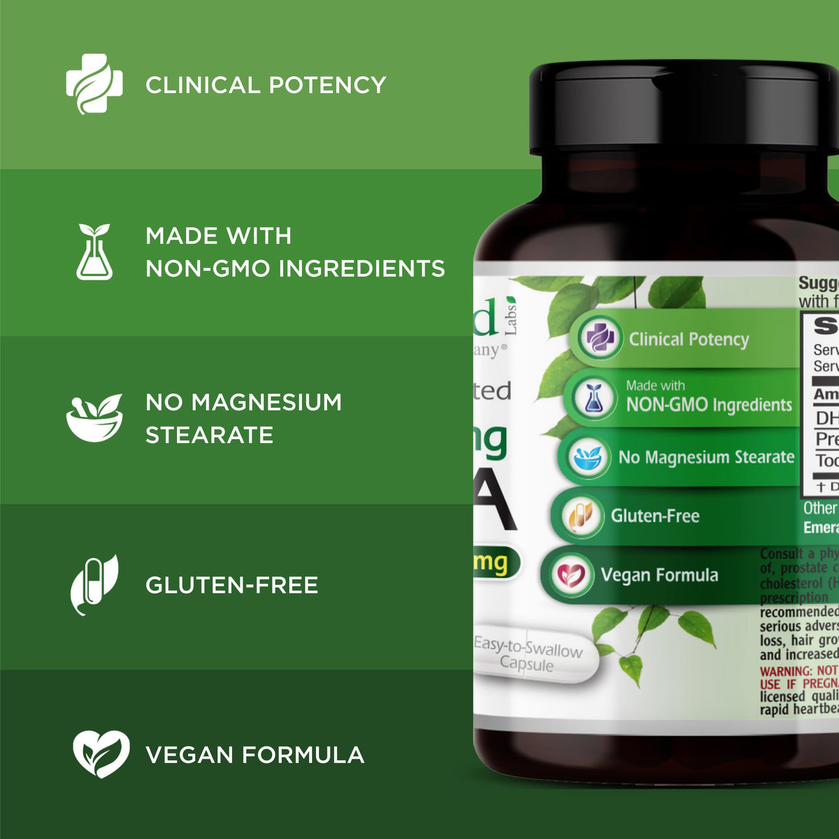 Ultra Botanicals Emerald Labs DHEA 25mg β Adrenal Support, Gluten-Free, 60 Veg Capsules