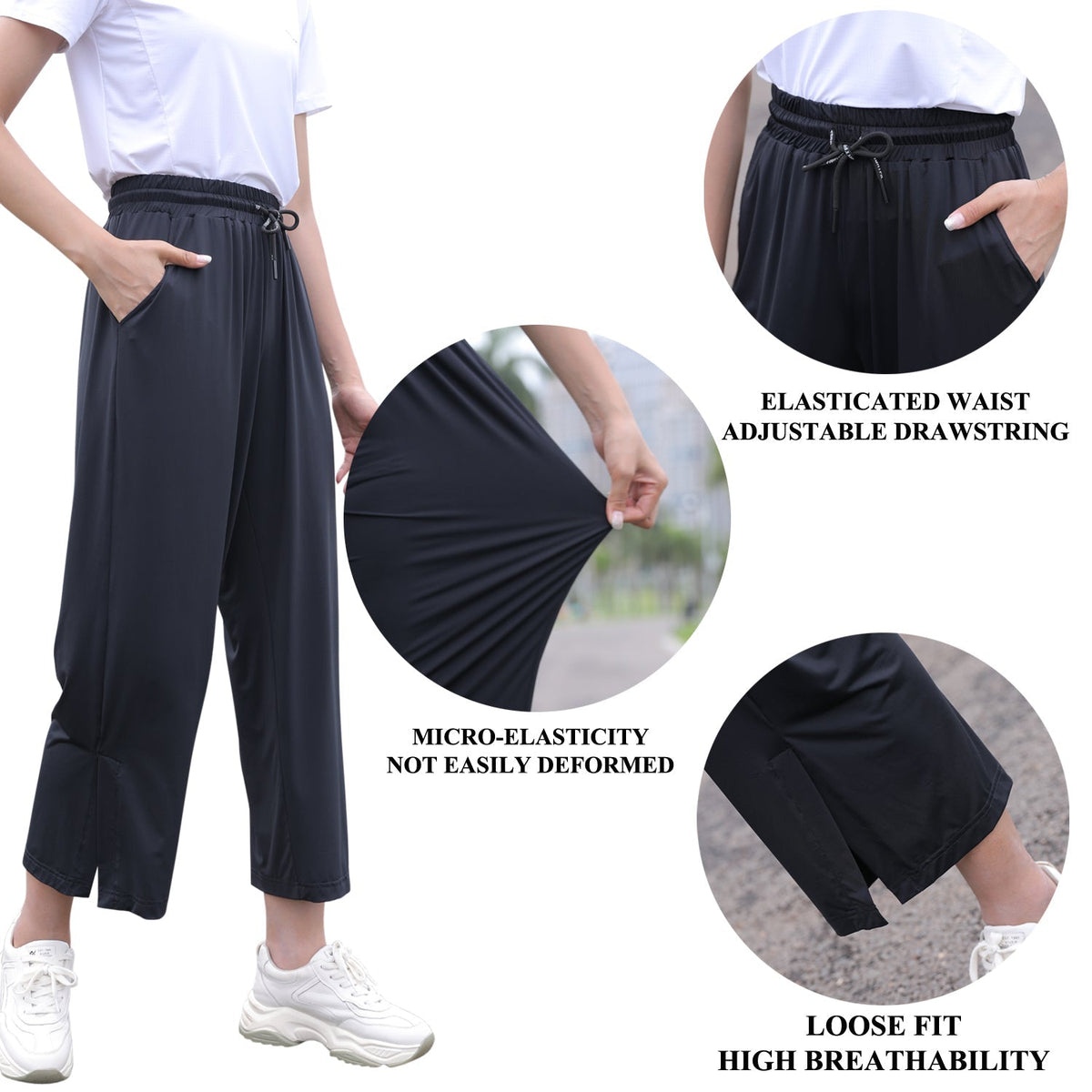 UPF50+ Wide Leg Cropped Trousers