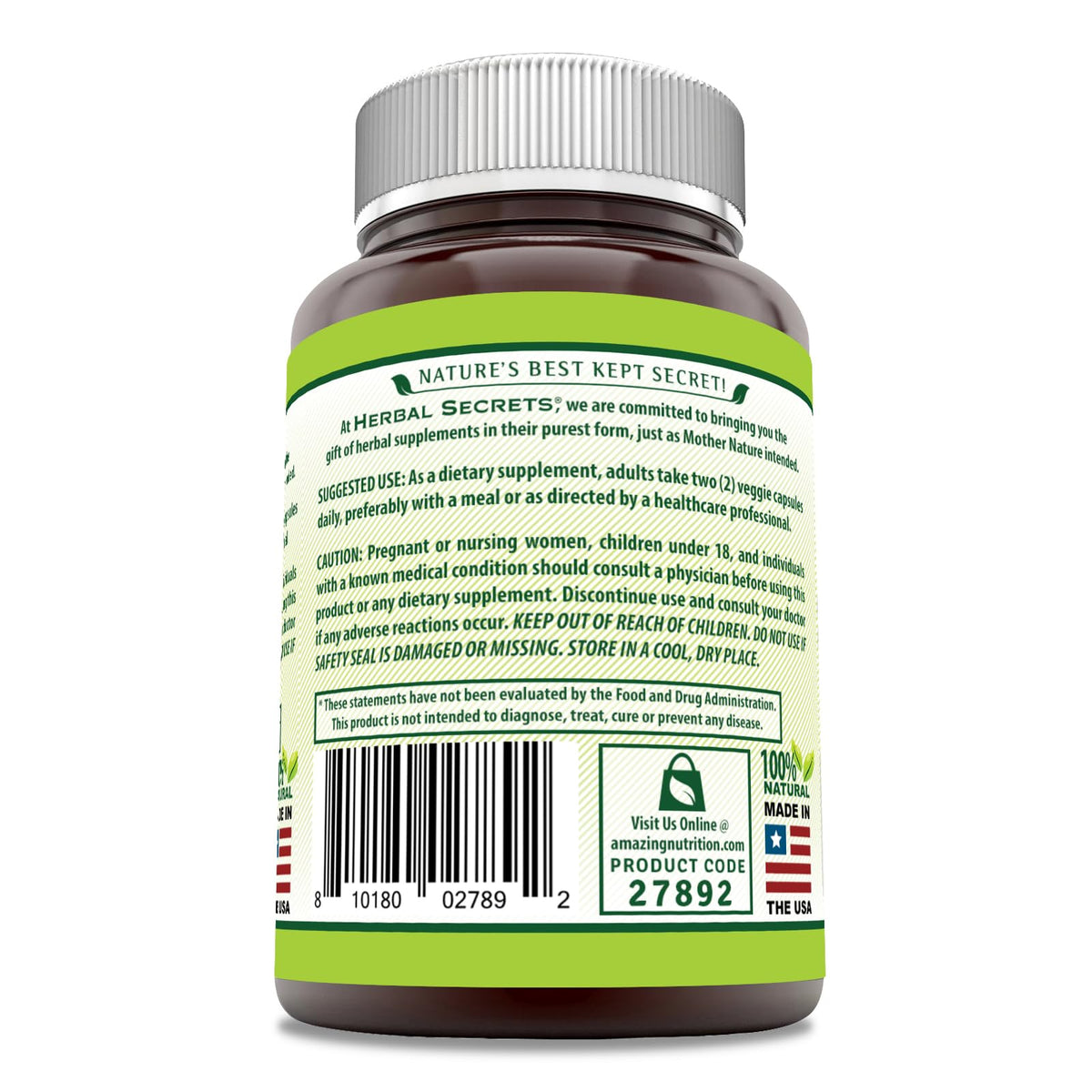 Herbal Secrets ريحان مقدس 1000 ملجم – كبسولات نباتية | غير معدلة وراثيًا، خالية من الجلوتين، صنع في الولايات المتحدة الأمريكية | عبوة واحدة | 120 كبسولة
