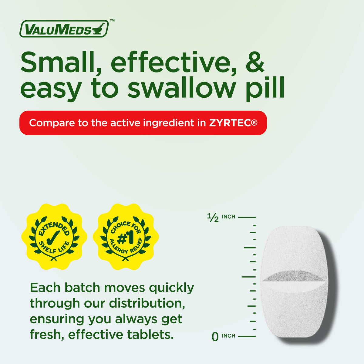 ValuMeds Farmaco Antiallergico 24 ore Cetirizina HCl 10 mg – 500 Compresse, Sollievo dal Polline Senza Sonnolenza