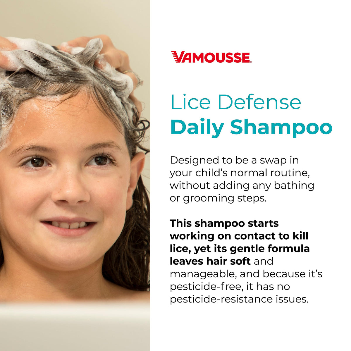 Vamousse Head Lice Defense Daily Shampoo β After Exposure or Treatment, Paraben/Sulfate/Dye Free, Family Size 13.5 oz