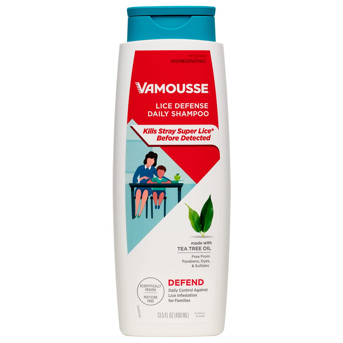 Vamousse Head Lice Defense Daily Shampoo β After Exposure or Treatment, Paraben/Sulfate/Dye Free, Family Size 13.5 oz