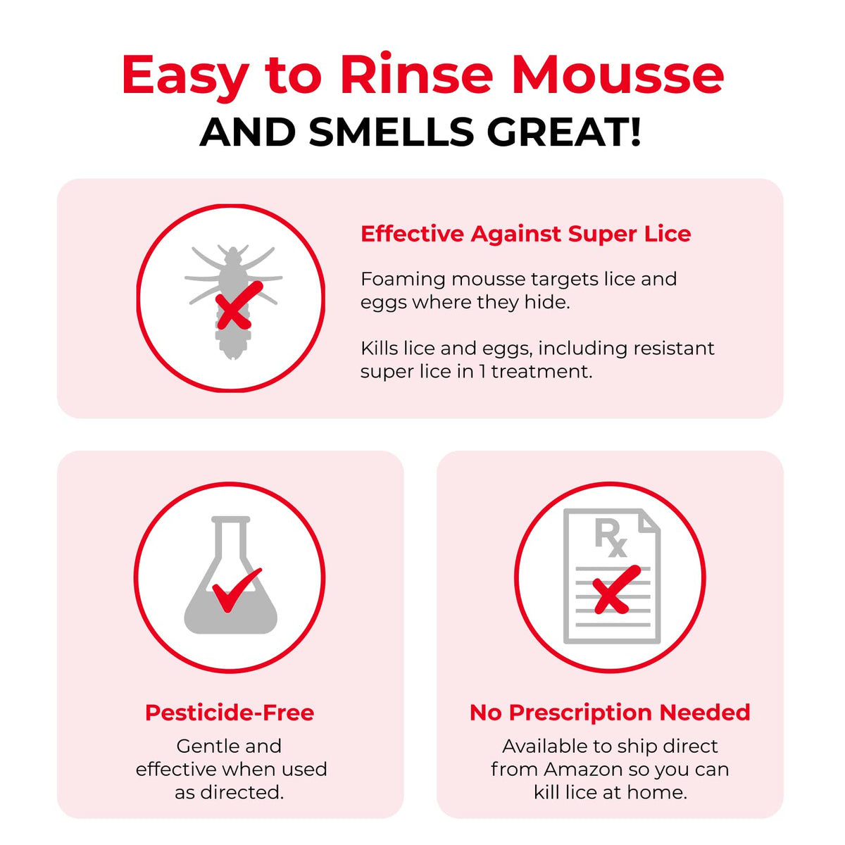 Vamousse Lice Treatment Mousse – Pesticide-Free, Non-Toxic, Kills Super Lice & Eggs (6 oz)