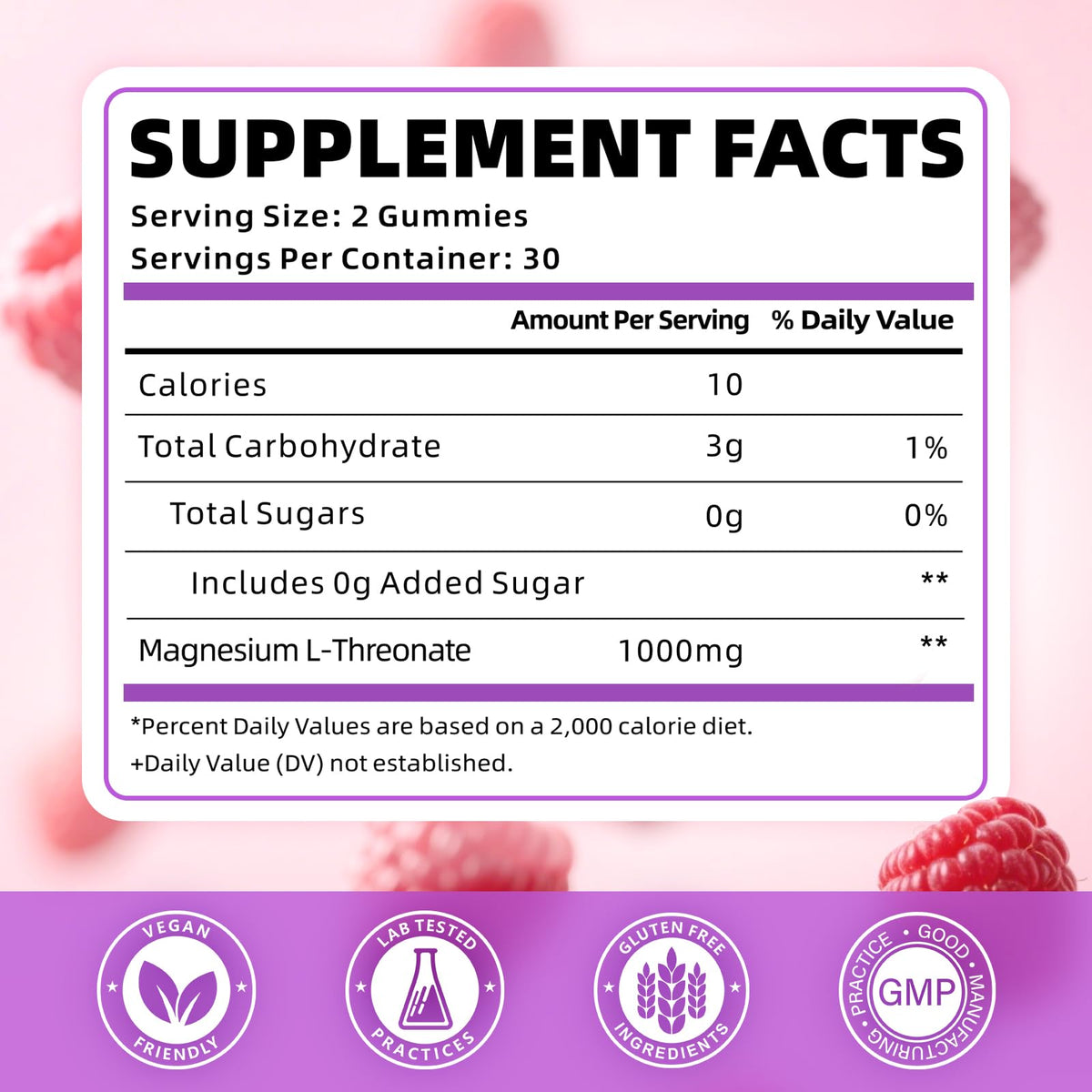 VCCHUYH Magnesium Threonate Gummies β 1000mg, Raspberry, for Kids & Adults