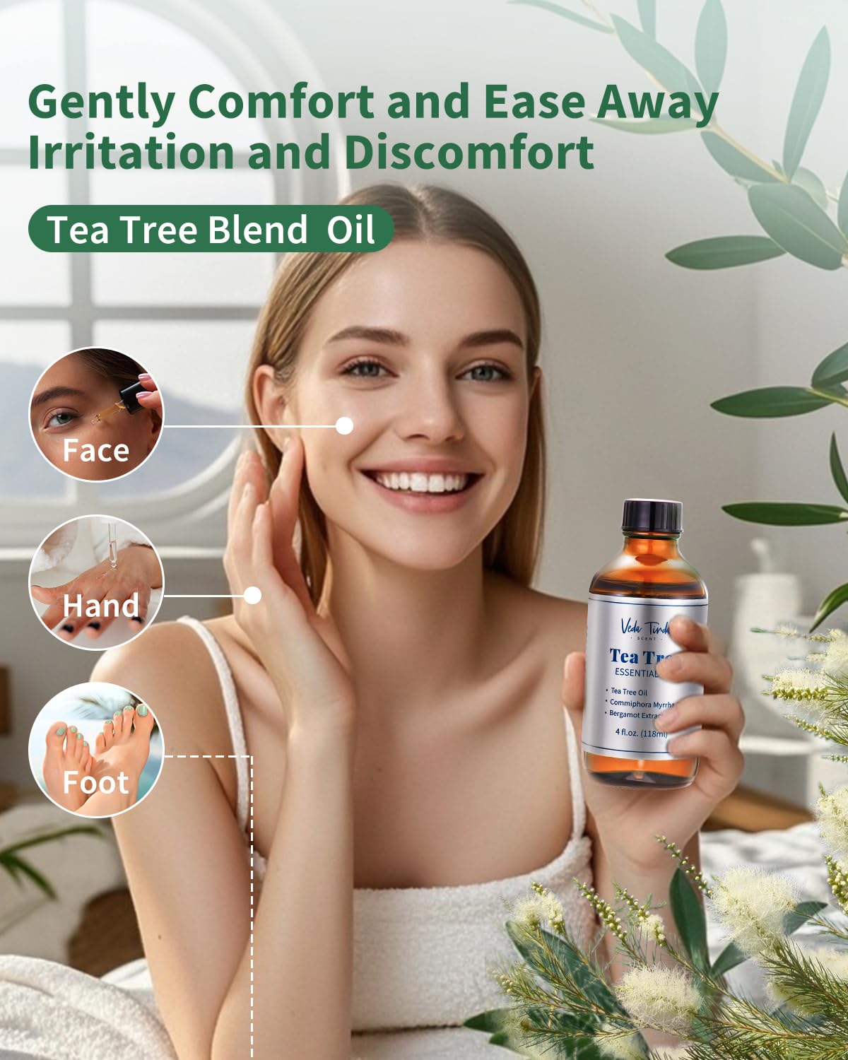 VTS Tea Tree Oil for Skin, Hair, Nails & Toenails β 4 Oz | VEDA TINDA SCENT