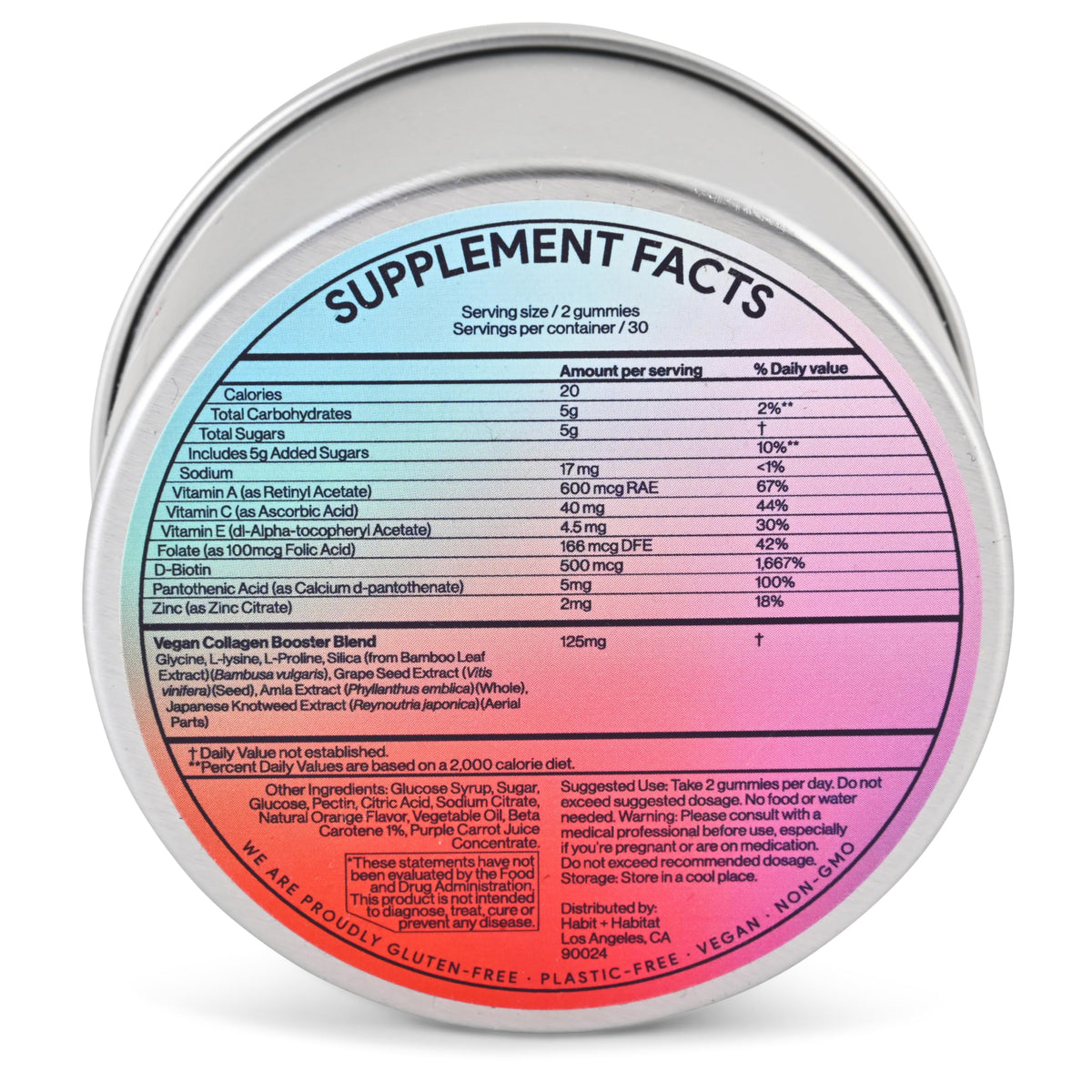 Vegan Beauty Gummies β Collagen Booster with Biotin (60 Gummies, Plastic-Free Tin)