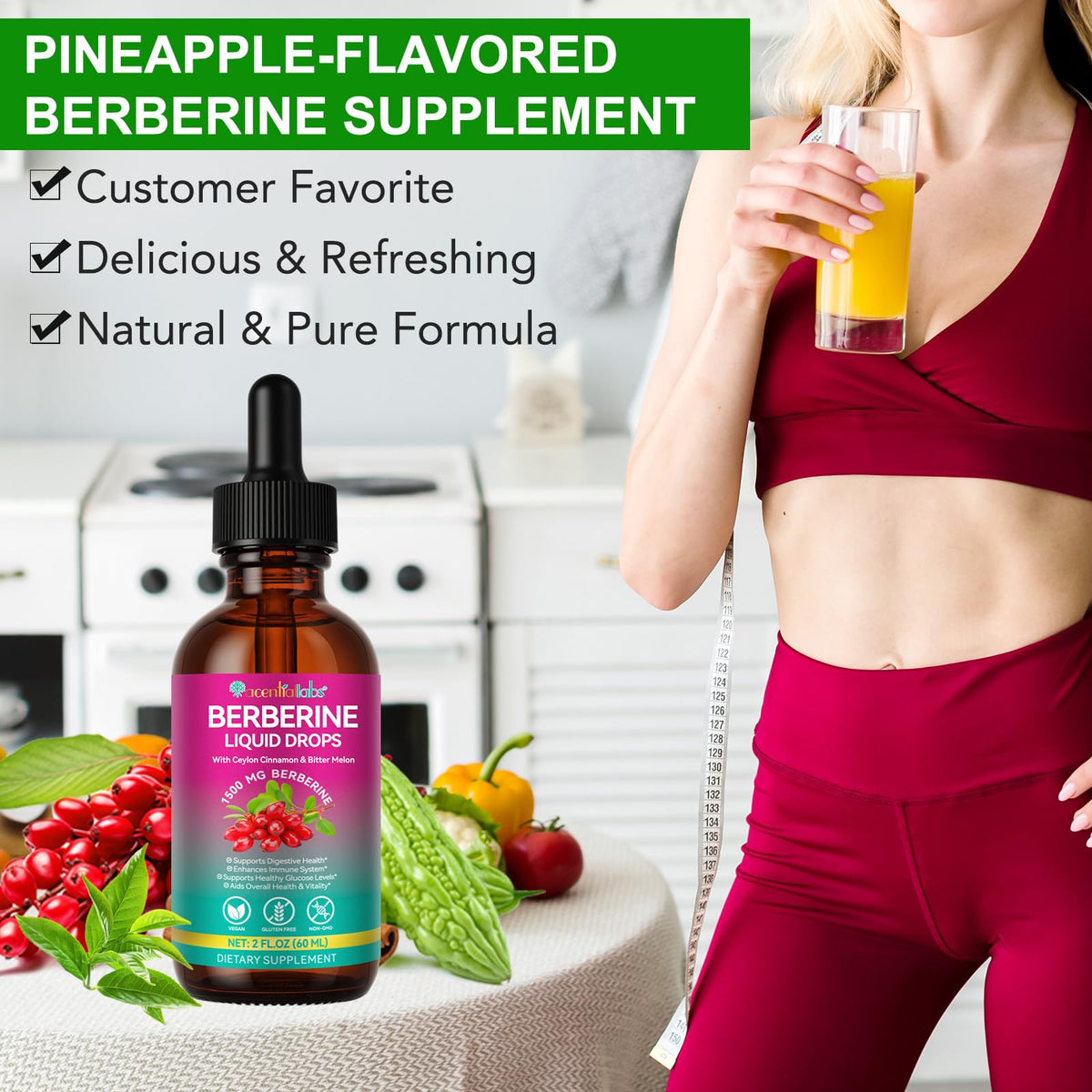 Berberine Liquid Drops 60ml with Ceylon Cinnamon β Immune & Digestive Support