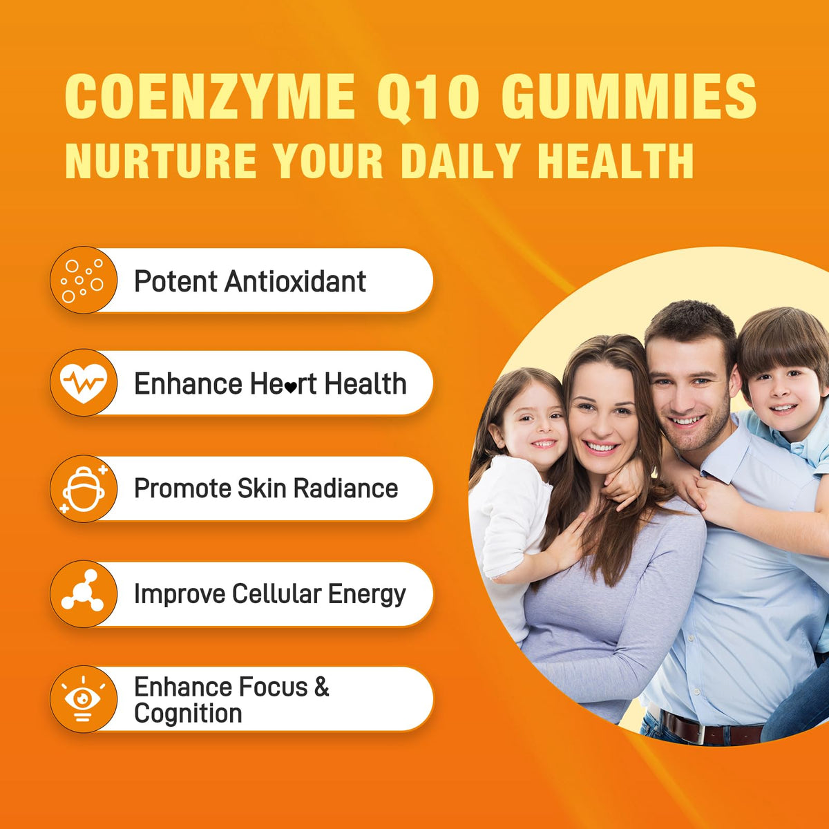 Sugar Free CoQ10 Gummies with Omega-3, Vitamin B3, Zinc & Magnesium β 5X Absorption, Peach Flavor (60 count)