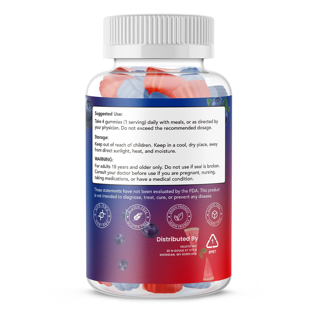 VELOTO Creatine Monohydrate Gummies 5g β 120 Count, 10-in-1 Pre-Workout