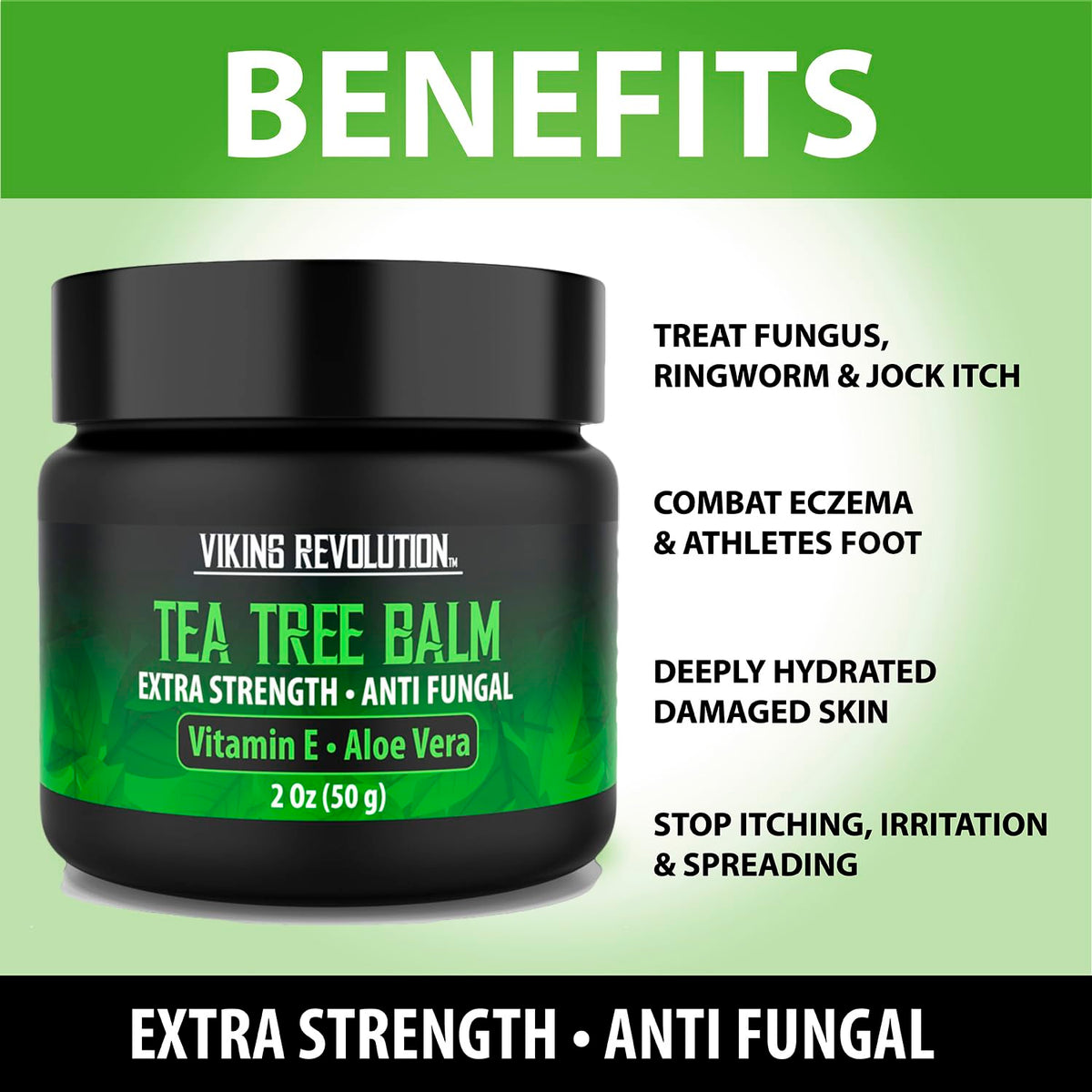 Viking Revolution Tea Tree Oil Cream β 2 oz, Pack of 1 | Eczema, Jock Itch, Ringworm, Nail Treatment