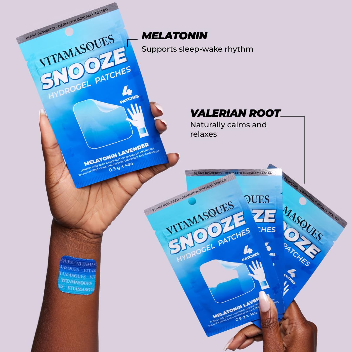 Vitamasques Snooze Sleep Patches Confezione da 3 – Lavanda, Melatonina, GABA e Radice di Valeriana | Skincare Coreana