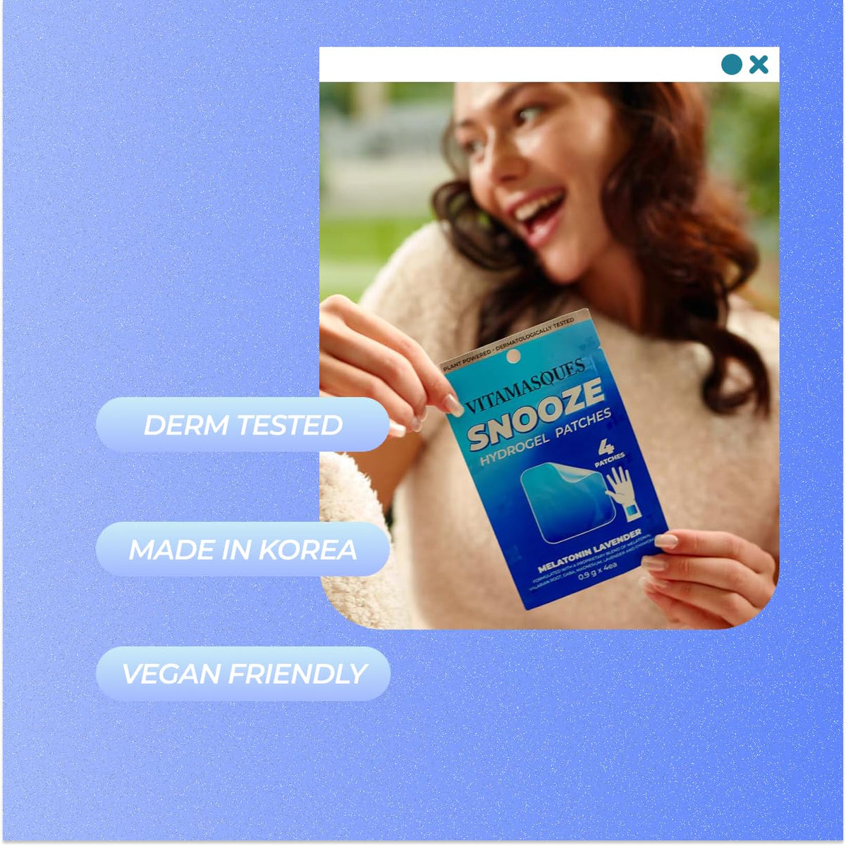 Vitamasques Snooze Sleep Patches Confezione da 3 – Lavanda, Melatonina, GABA e Radice di Valeriana | Skincare Coreana