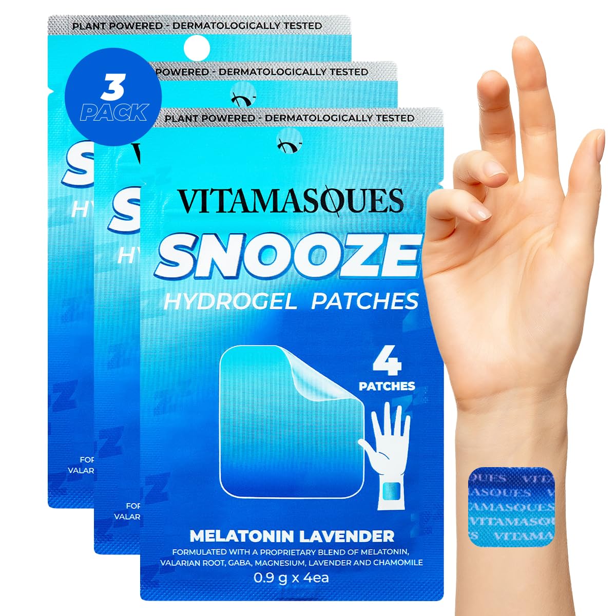 Vitamasques Snooze Sleep Patches Confezione da 3 – Lavanda, Melatonina, GABA e Radice di Valeriana | Skincare Coreana