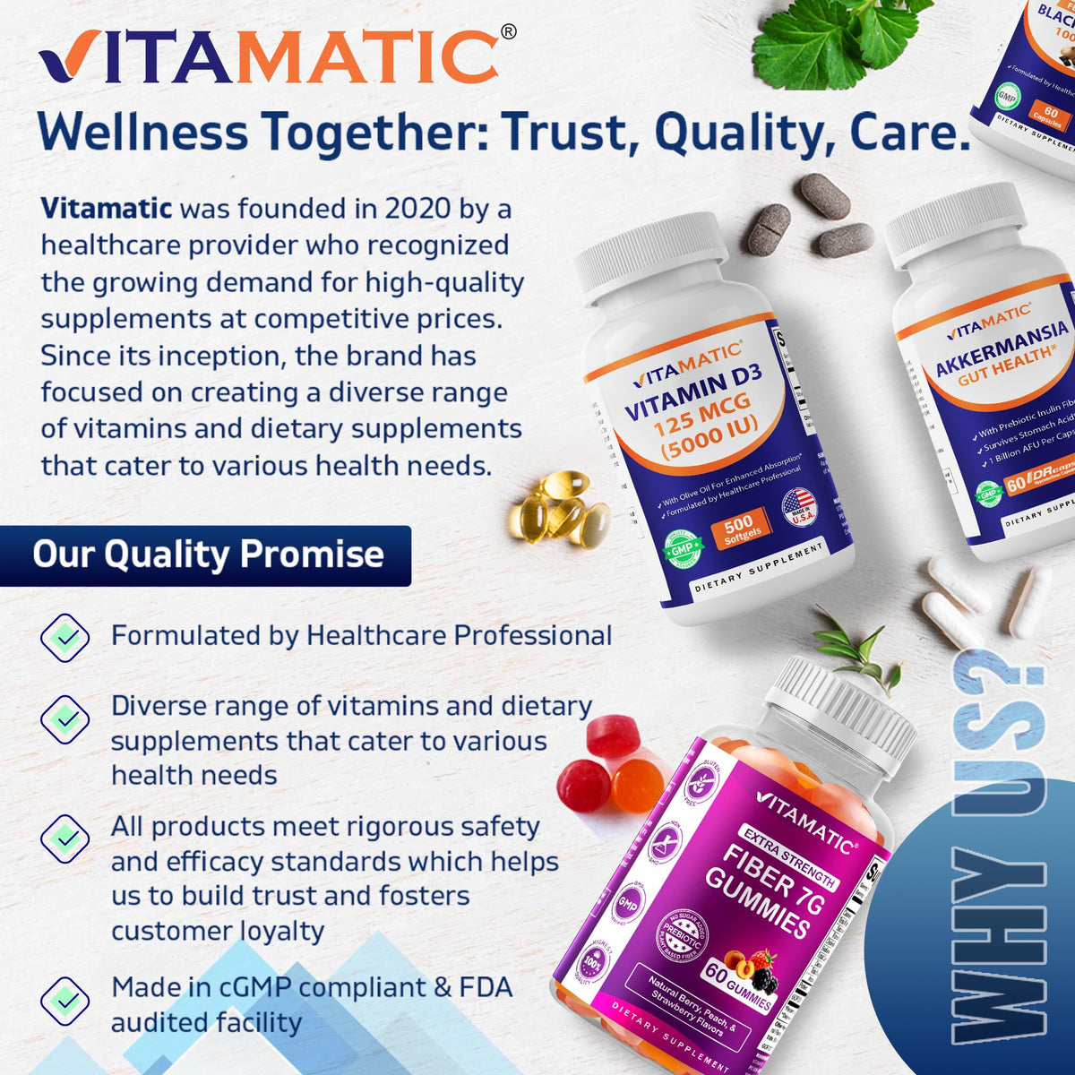 Vitamatic Calcium Citrate with Vitamin D3 – 630 mg Calcium + 500 IU D3, 240 Tablets – Non-GMO, Gluten-Free