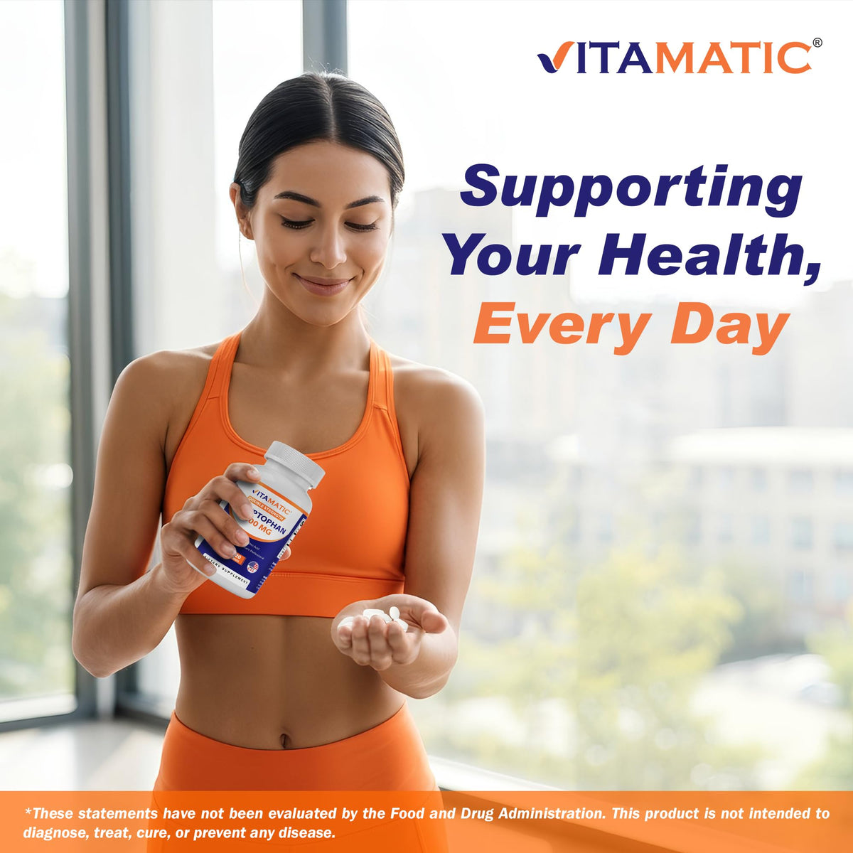 Vitamatic L-Tryptophan 1000mg β 120 Tablets (Pack of 1) | Non-GMO & Gluten Free