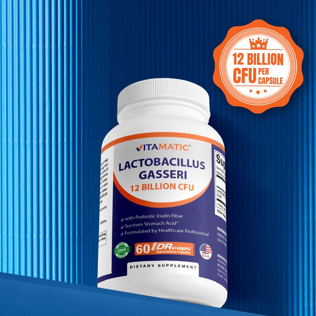 Vitamatic Lactobacillus Gasseri – 12B CFU DR Capsule, 60 Count, Digestive Support