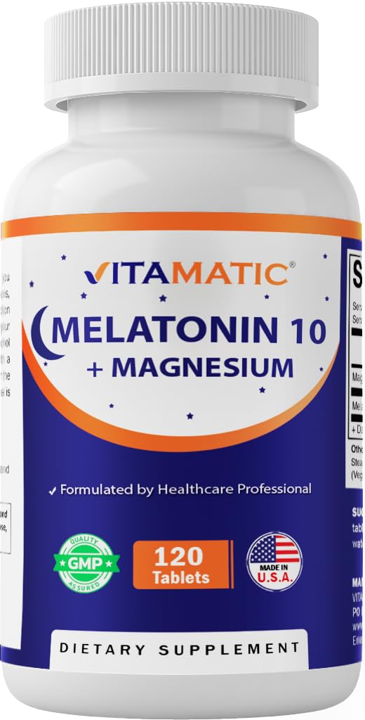 Vitamatic Melatonin 10 mg with Magnesium 200 mg β 120 Tablets | Sleep Support