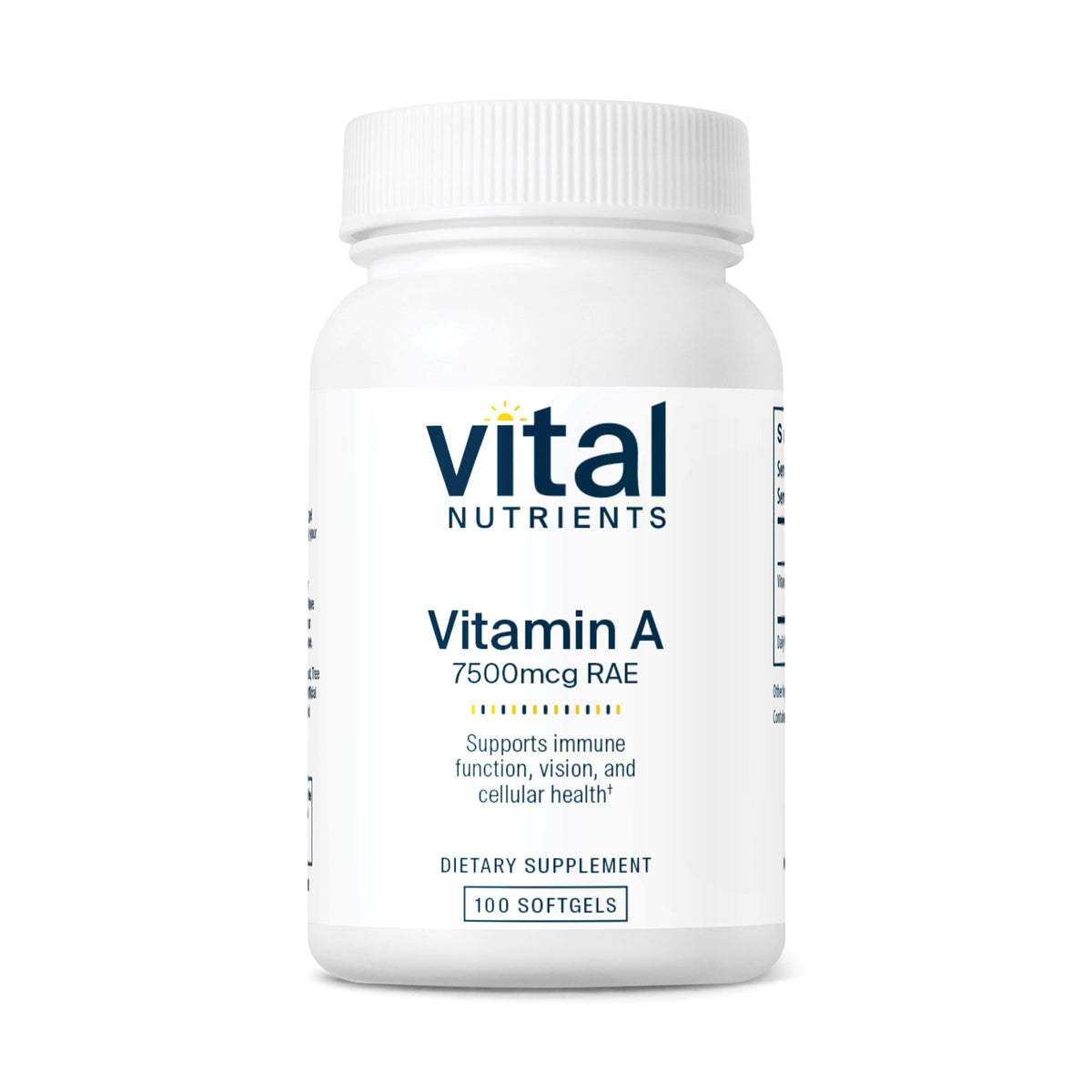 Vital Nutrients Vitamin A 7500mcg RAE β Immune, Vision, Skin Support | 100 Capsules