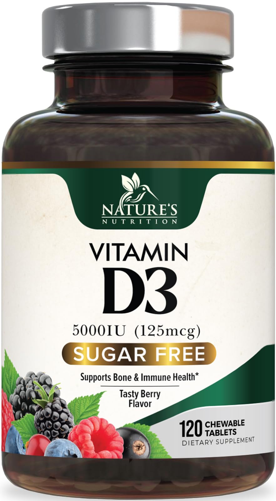 Vitamin D3 5000 IU Chewables β Immune & Bone Support | Nature's Nutrition