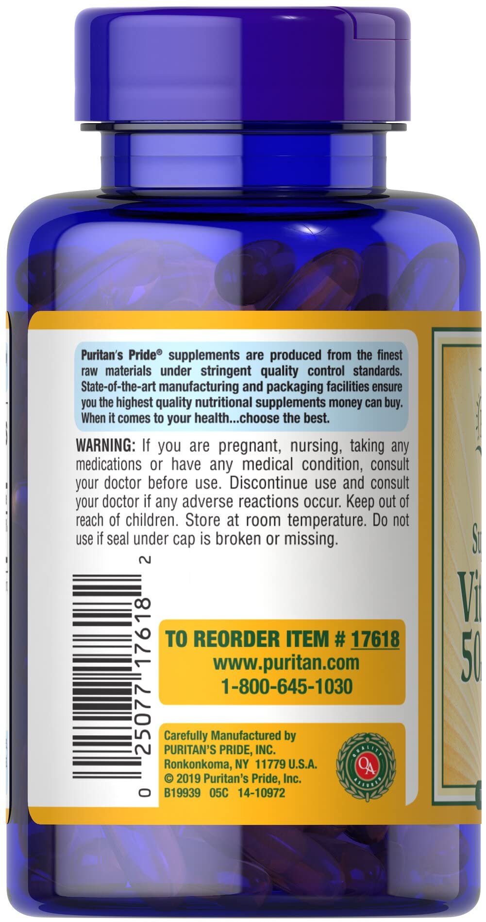 Vitamin D3 50mcg (2,000 IU) Softgels β Immune Health & Bone Support | Puritan's Pride (200 Softgels)