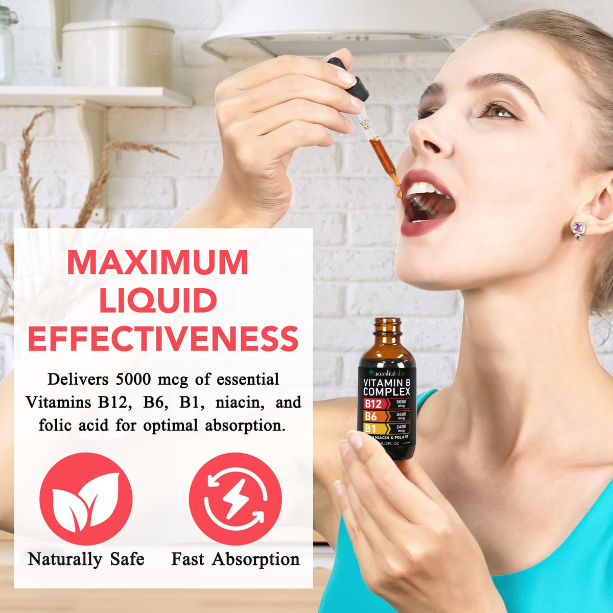VOGSIG Vitamin B Complex Liquid Drops β Organic B Vitamins for Women, Vegan & Gluten Free
