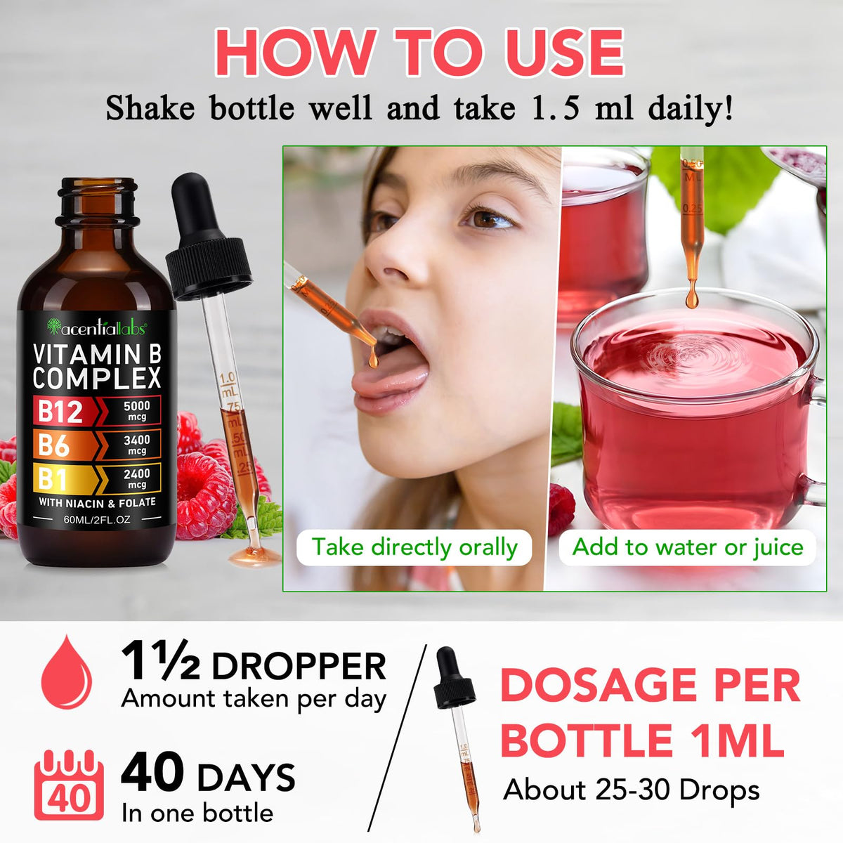 VOGSIG Vitamin B Complex Liquid Drops β Organic B Vitamins for Women, Vegan & Gluten Free