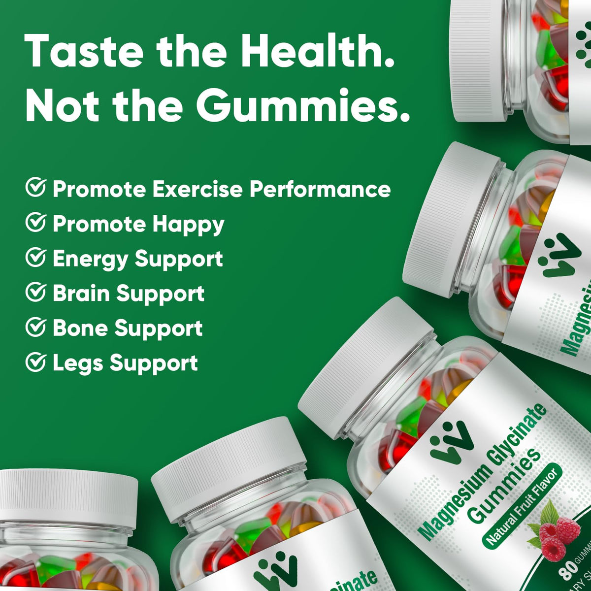 WACHRAY Magnesium Glycinate Gummies 400 mg β Sugar-Free, 80 Count