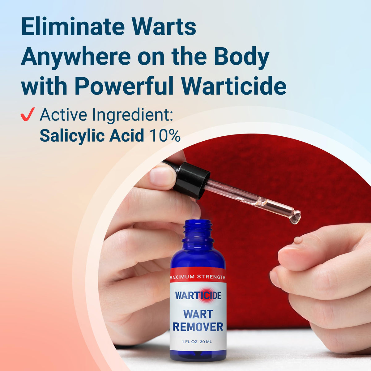 Warticide Liquid Wart Remover β 10% Salicylic Acid with Tea Tree & Cedar Leaf Oil | Made in USA | 1 Fl Oz Dropper