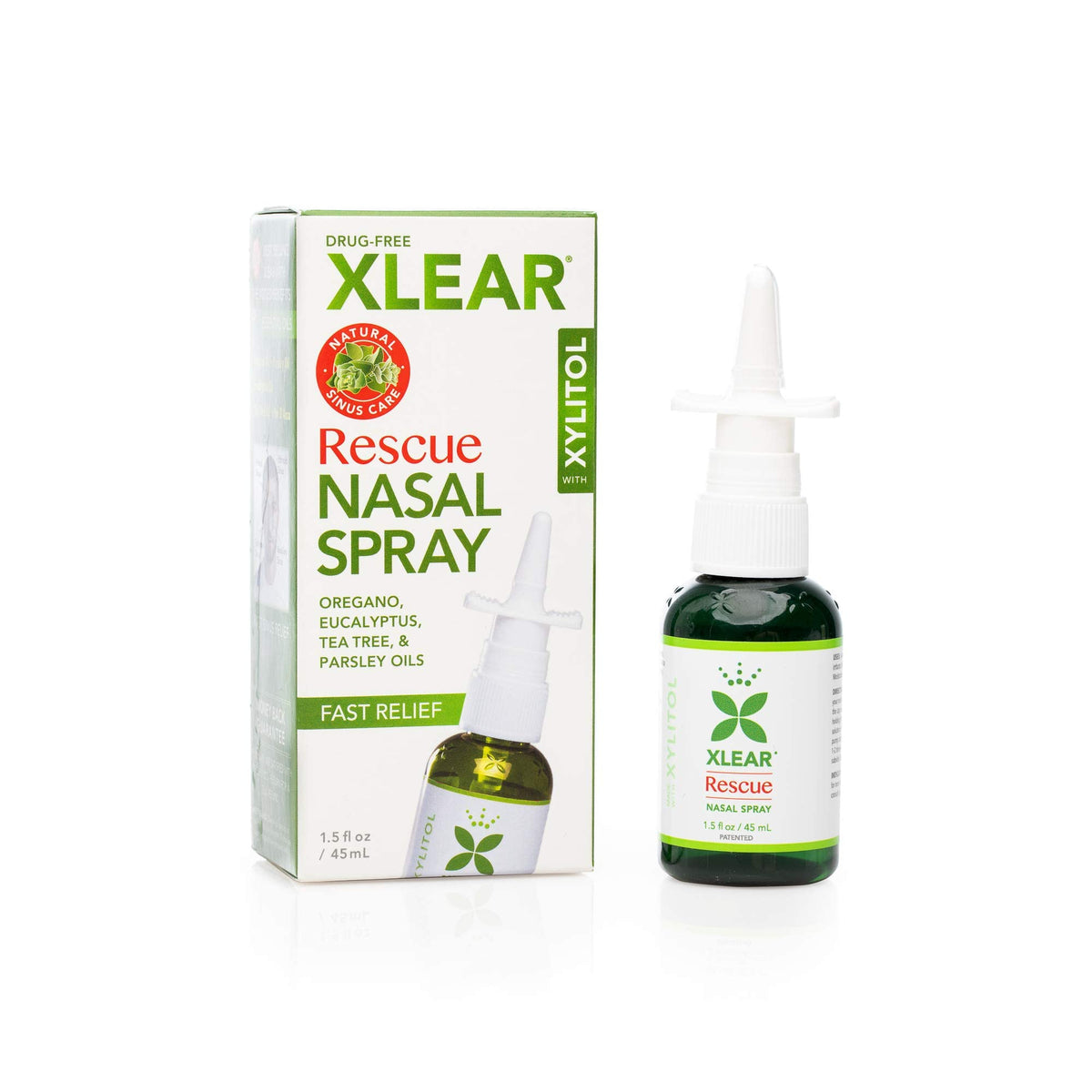 Xlear Rescue Spray Nasale Naturale con Xilitolo, Origano e Tea Tree — Confezione da 2, 44 ml ciascuno