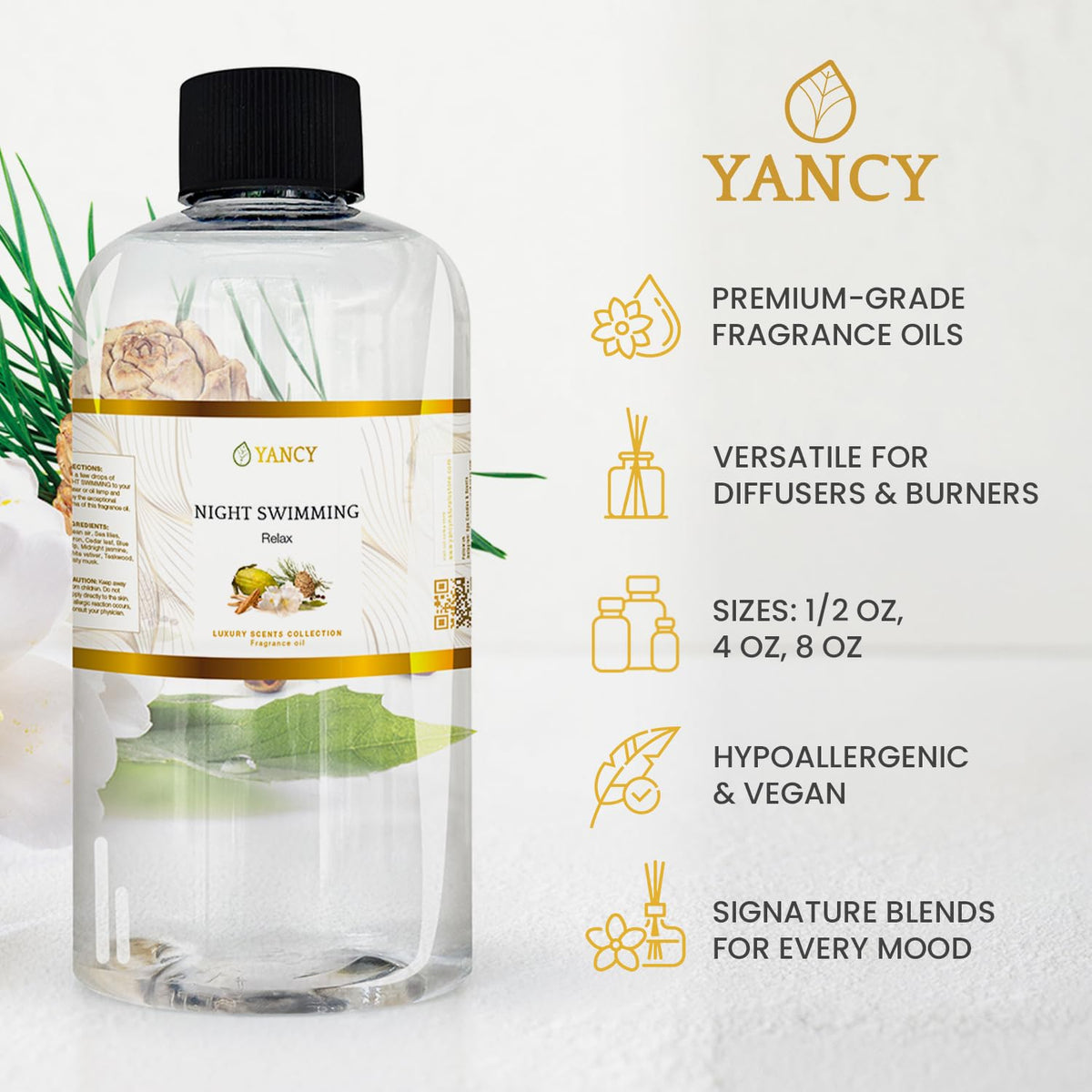 YANCY Night Swimming Fragrance Oil (1/2 oz) β Marine & Floral Scent
