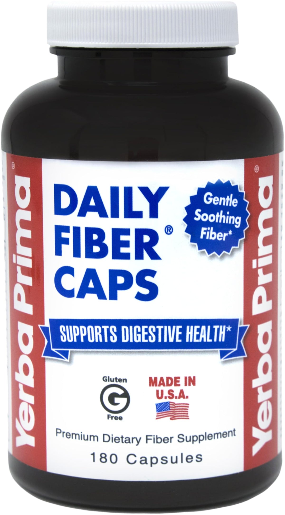 Yerba Prima Daily Fiber Caps β 180 Capsules | Soluble & Insoluble Fiber for Gut Health