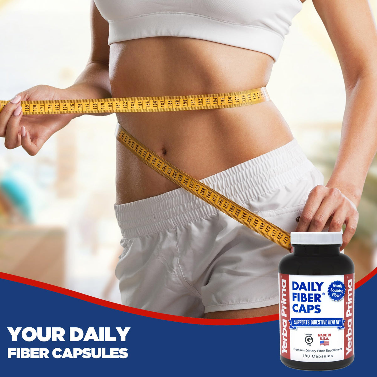 Yerba Prima Daily Fiber Caps β 180 Capsules | Soluble & Insoluble Fiber for Gut Health