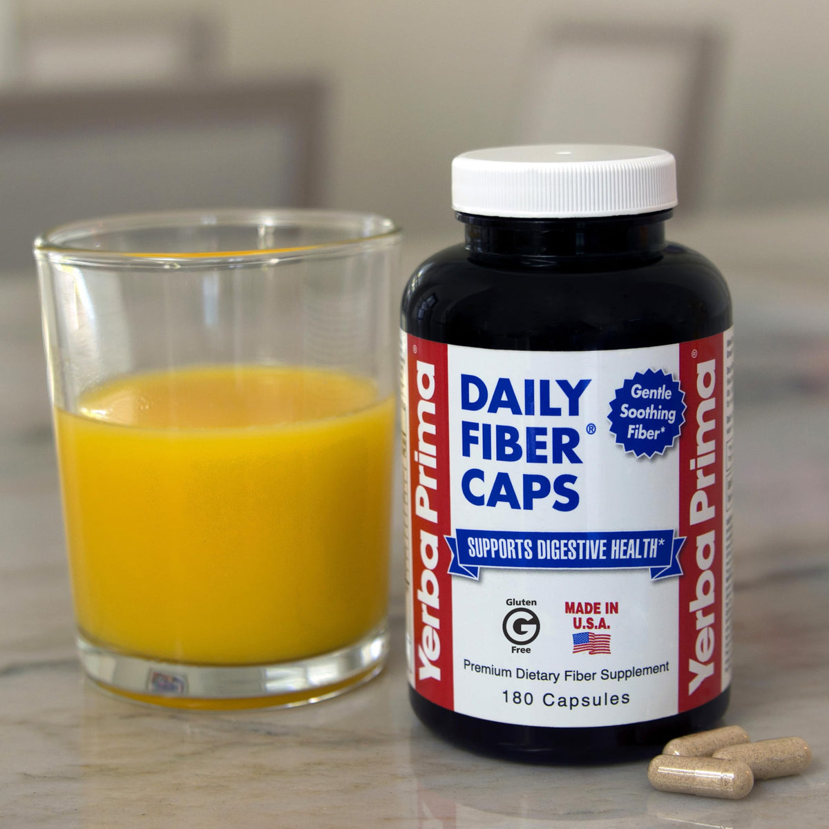Yerba Prima Daily Fiber Caps β 180 Capsules | Soluble & Insoluble Fiber for Gut Health