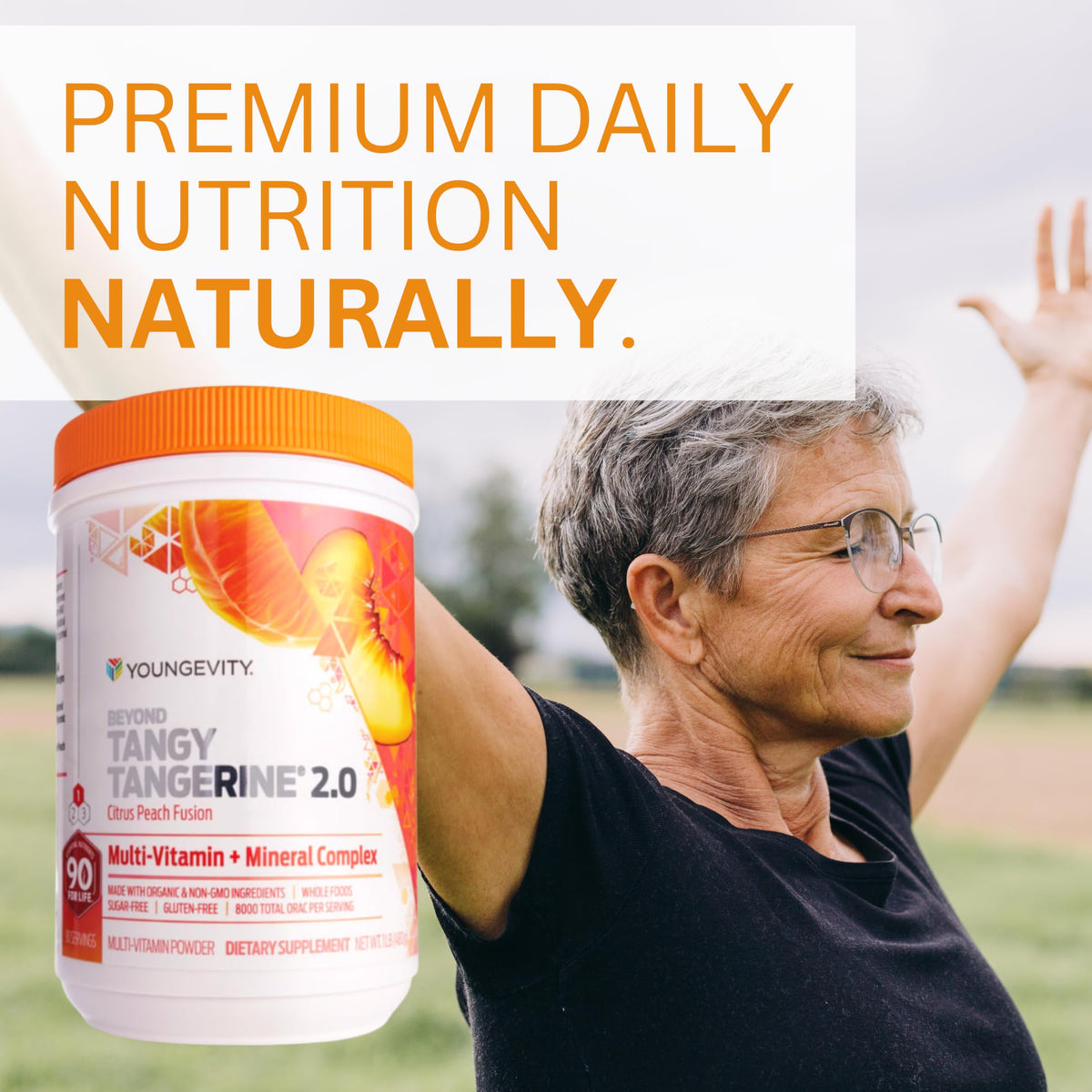 Youngevity Beyond Tangy Tangerine 2.0 Citrus Peach Fusion β 8000 ORAC Multivitamin & Mineral, 6-Pack