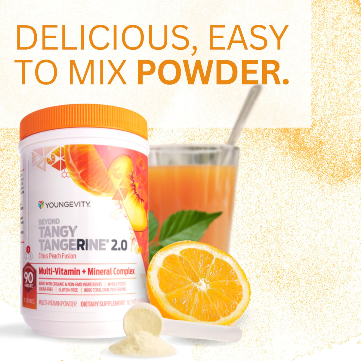 Youngevity Beyond Tangy Tangerine 2.0 Citrus Peach Fusion β 8000 ORAC Multivitamin & Mineral, 6-Pack