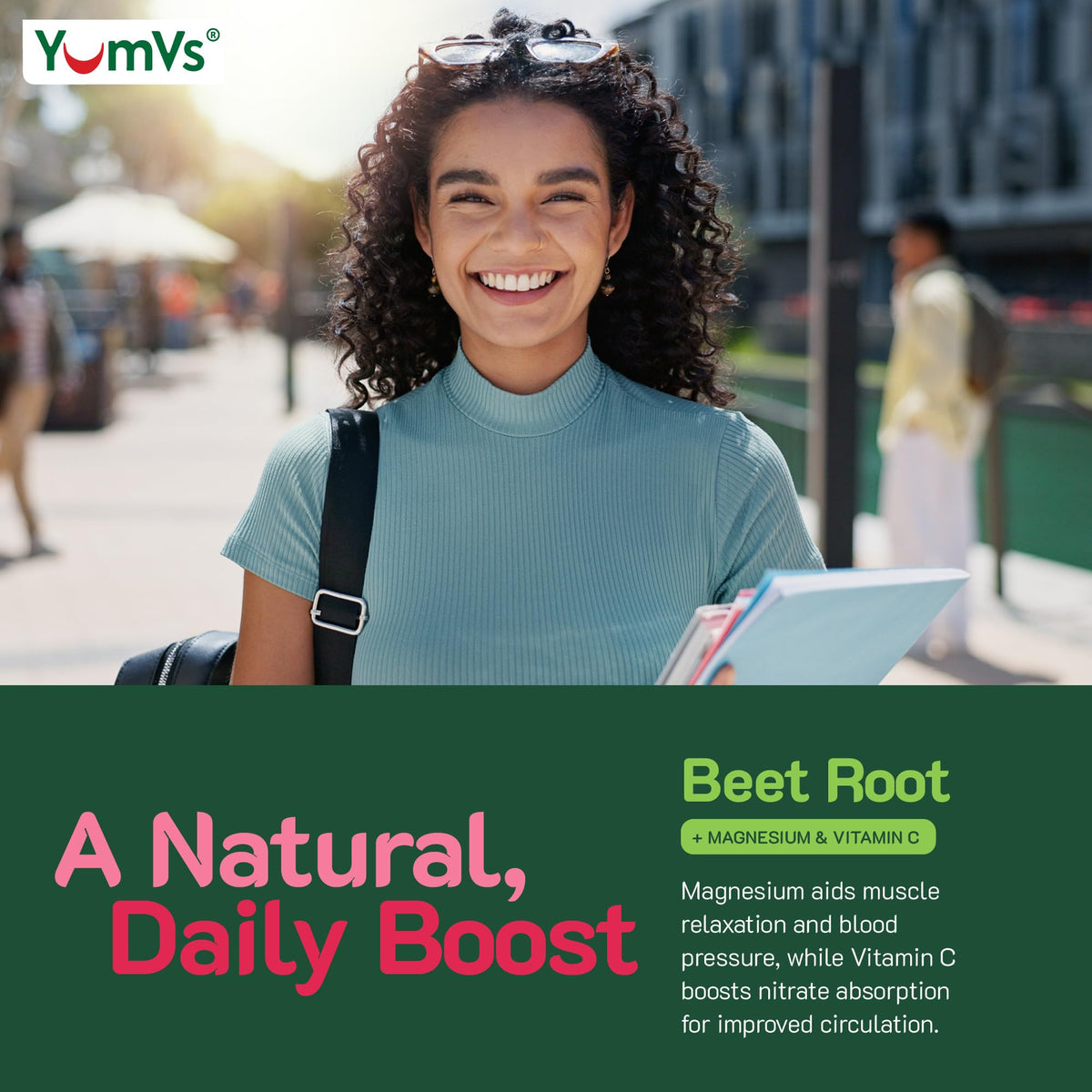 YumVs Beet Root Gummies with Magnesium & Vitamin C β Berry Flavor (60 Count)