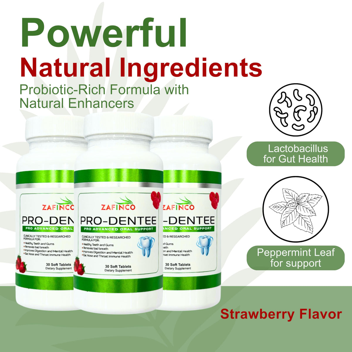 ZAFiNCO-PRODENTEE Teeth & Gums Health β 3.5B CFU Probiotics Mint Chewables (30 Count) β Made in USA