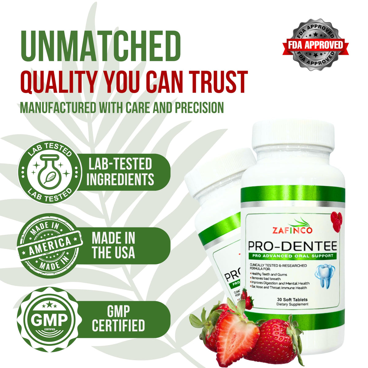 ZAFINCO-PRODENTEE Teeth & Gums Health – 3.5B CFU Probiotics, Mint Flavored Chewables, 30 Count, Made in USA