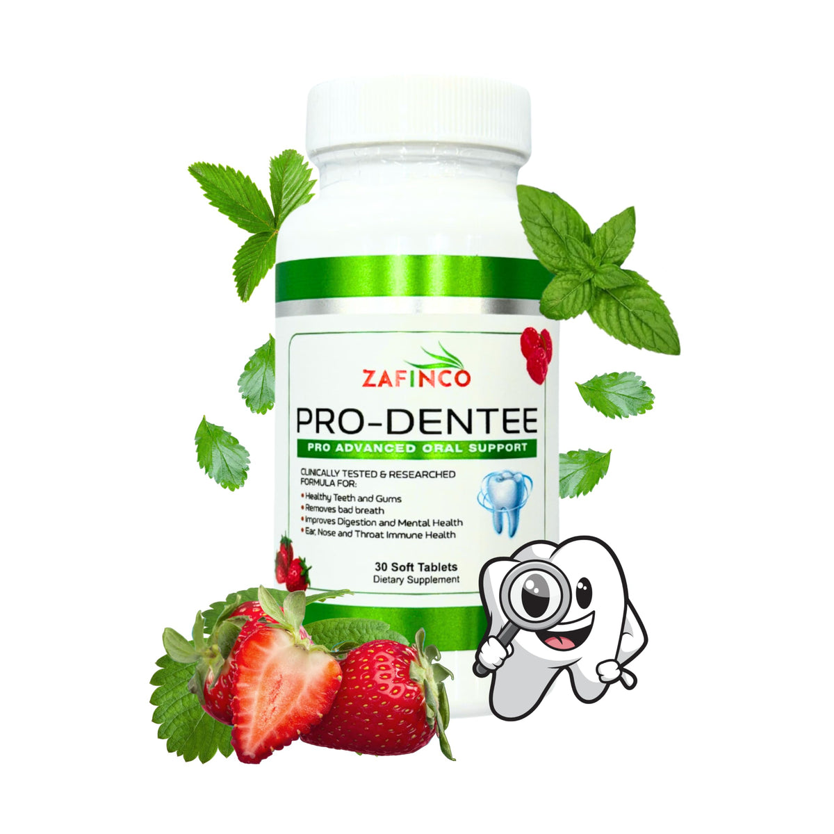ZAFiNCO-PRODENTEE Teeth & Gums Health β 3.5B CFU Probiotics Mint Chewables (30 Count) β Made in USA
