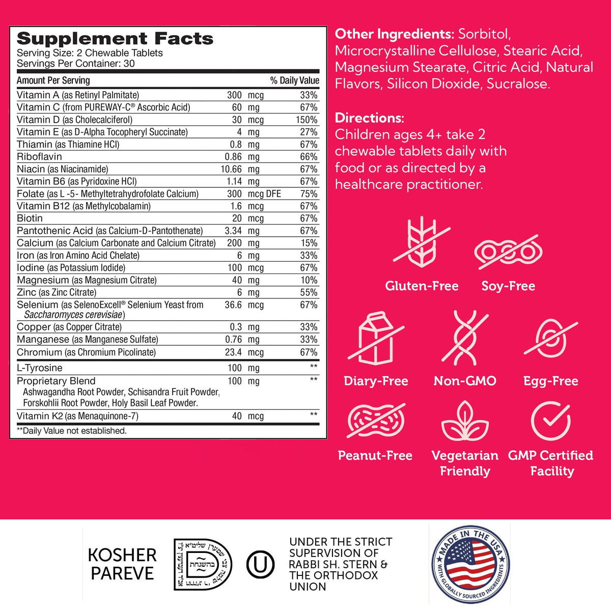 Zahler HeightFactor Chewable Tablets - Natural Kids Height Growth Supplement (60 Count)