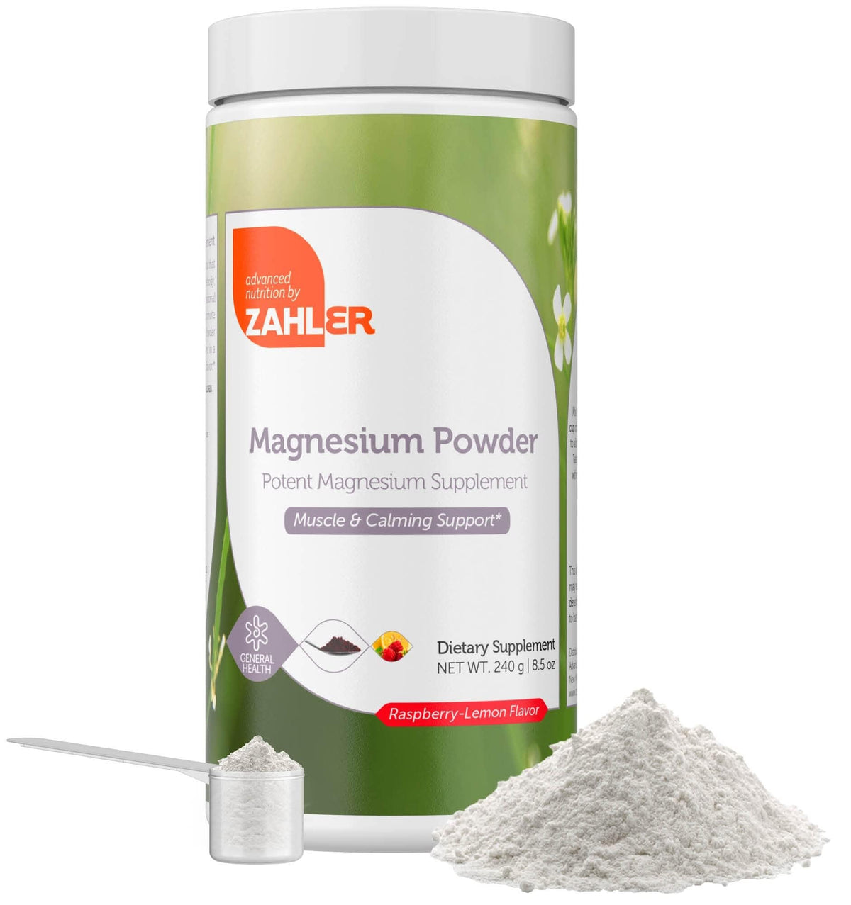 Zahler Magnesium Powder Mix for Water β Raspberry Lemon Flavor, Magnesium Citrate, Kosher, 8.5 oz